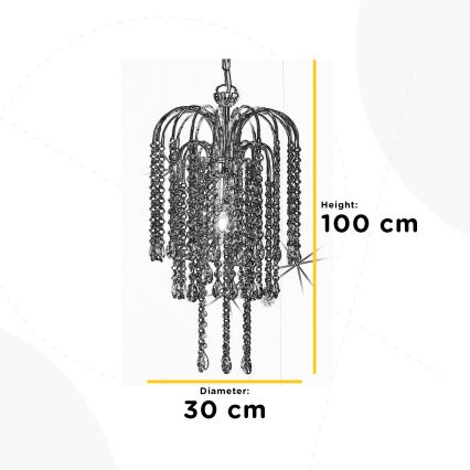 ONLI - Lámpara colgante con cadena PIOGGIA 1xE27/22W/230V cromo brillante
