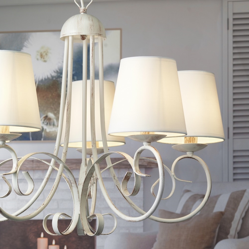 ONLI - Lámpara colgante con cadena POMPEI 5xE14/6W/320V blanco