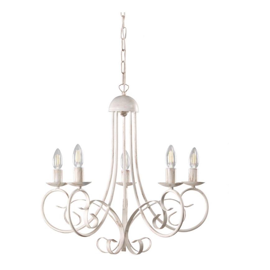 ONLI - Lámpara colgante con cadena POMPEI 5xE14/6W/320V color crema