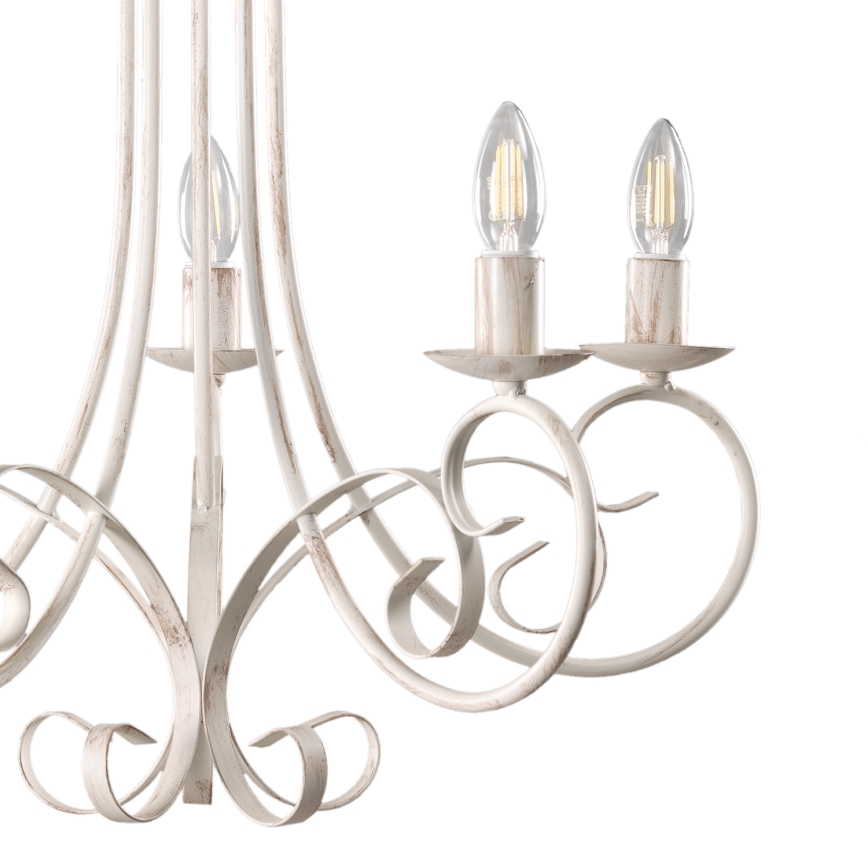 ONLI - Lámpara colgante con cadena POMPEI 5xE14/6W/320V color crema