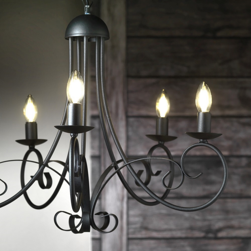 ONLI - Lámpara colgante con cadena POMPEI 5xE14/6W/320V negro