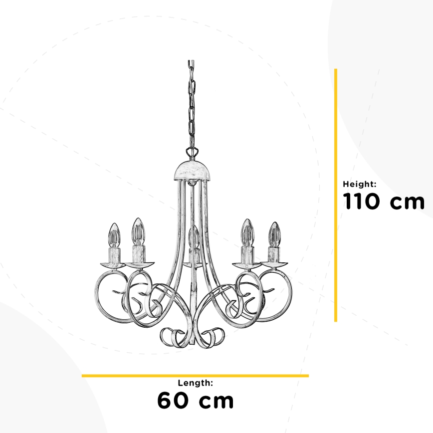 ONLI - Lámpara colgante con cadena POMPEI 5xE14/6W/320V negro