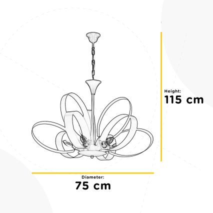ONLI - Lámpara colgante con cadena SERENA 6xE14/6W/230V blanco