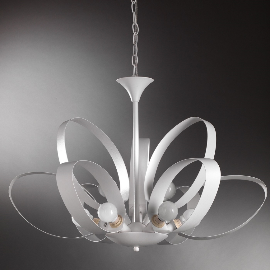 ONLI - Lámpara colgante con cadena SERENA 9xE14/6W/230V blanco