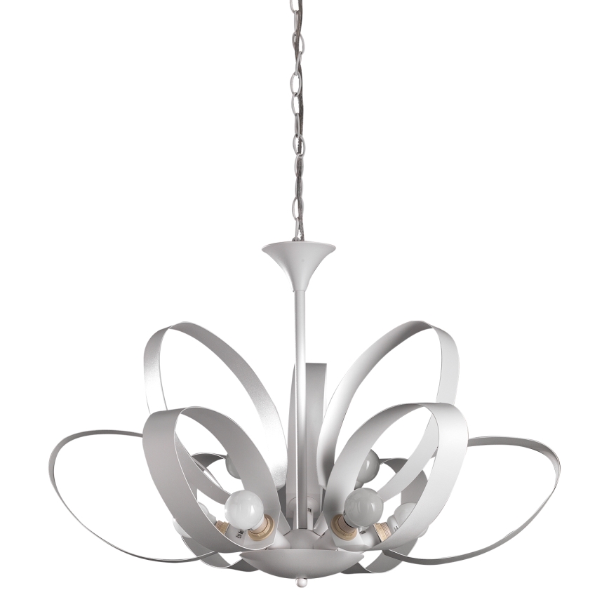 ONLI - Lámpara colgante con cadena SERENA 9xE14/6W/230V blanco