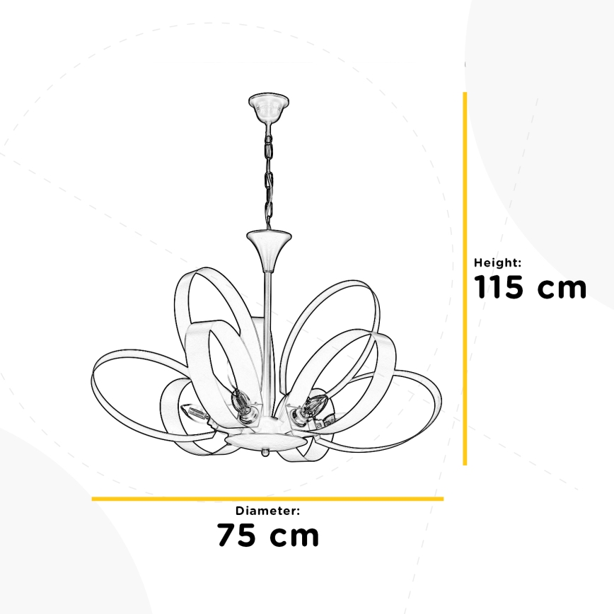 ONLI - Lámpara colgante con cadena SERENA 9xE14/6W/230V blanco