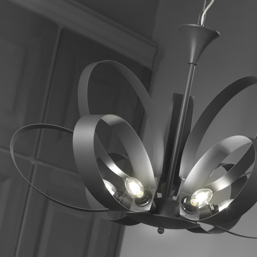 ONLI - Lámpara colgante con cadena SERENA 9xE14/6W/230V negro