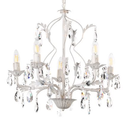 ONLI - Lámpara colgante con cadena TERESA 5xE14/6W/230V blanco