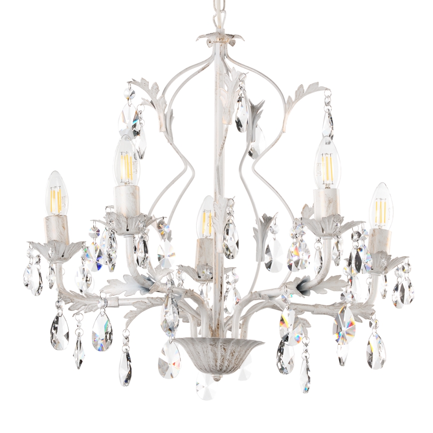 ONLI - Lámpara colgante con cadena TERESA 5xE14/6W/230V blanco