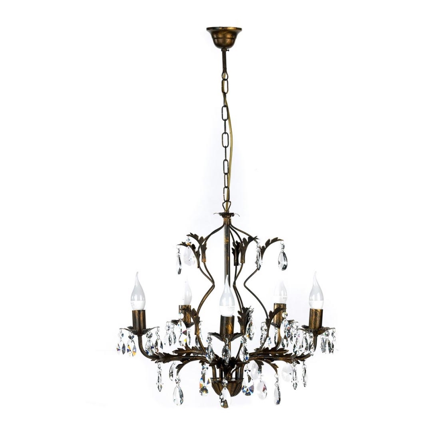 ONLI - Lámpara colgante con cadena TERESA 5xE14/6W/230V bronce