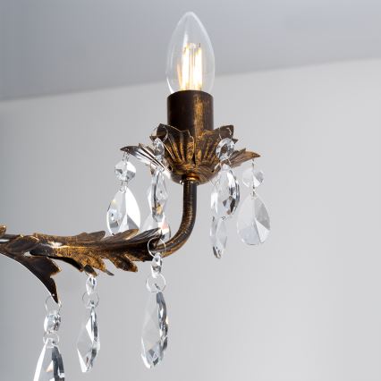 ONLI - Lámpara colgante con cadena TERESA 5xE14/6W/230V bronce