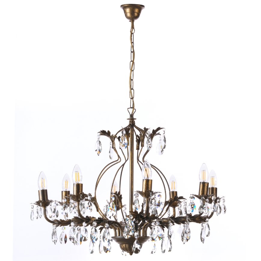 ONLI - Lámpara colgante con cadena TERESA 8xE14/6W/230V bronce