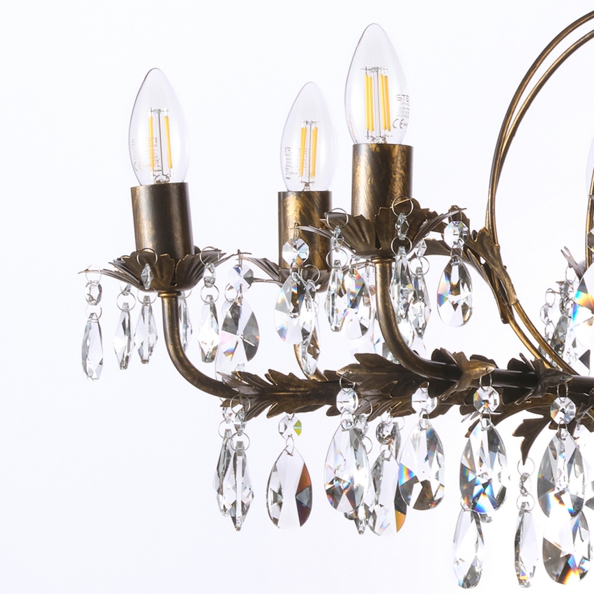 ONLI - Lámpara colgante con cadena TERESA 8xE14/6W/230V bronce