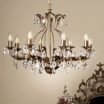 ONLI - Lámpara colgante con cadena TERESA 8xE14/6W/230V bronce