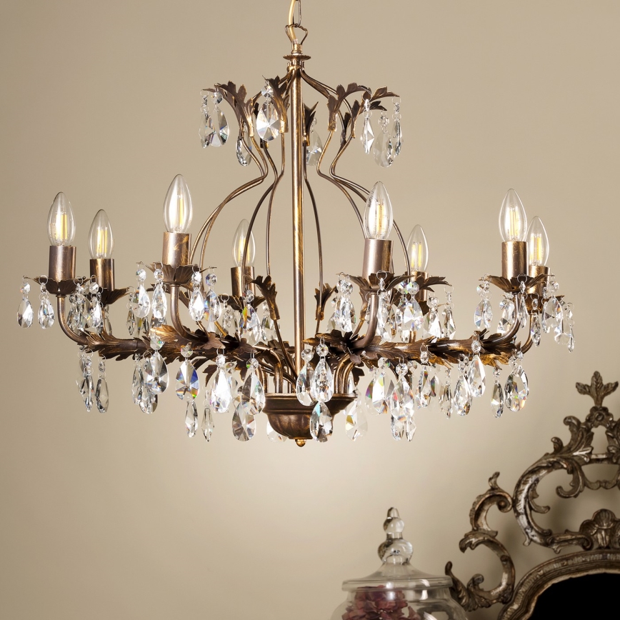 ONLI - Lámpara colgante con cadena TERESA 8xE14/6W/230V bronce