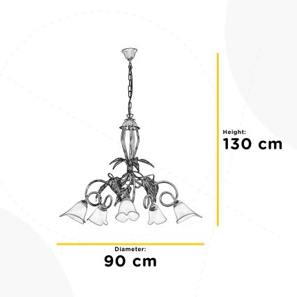 ONLI - Lámpara colgante con cadena VANDA 5xE14/6W/230V