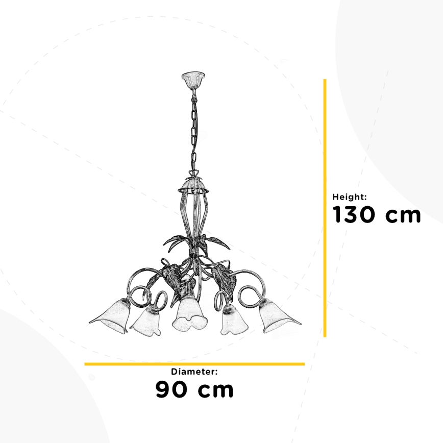 ONLI - Lámpara colgante con cadena VANDA 5xE14/6W/230V