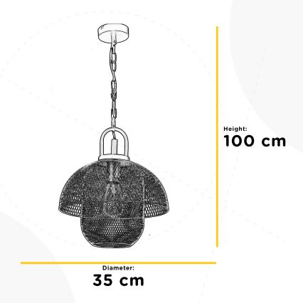 ONLI - Lámpara colgante con cadena ZAIR 1xE27/22W/230V negro/plata
