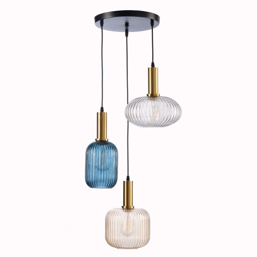 ONLI - Lámpara colgante DOROTY 1xE27/22W/230V azul/dorado