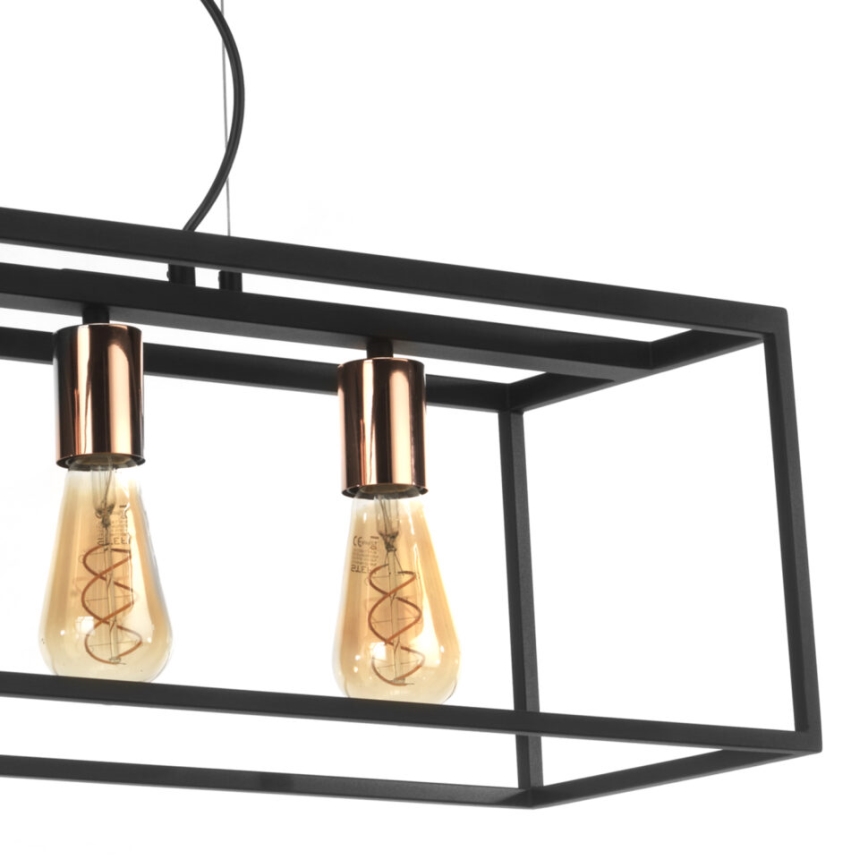 ONLI - Lámpara colgante FLOKI 4xE27/15W/230V negro/cobre