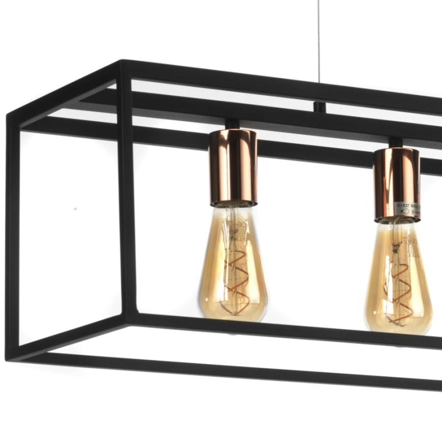 ONLI - Lámpara colgante FLOKI 4xE27/15W/230V negro/cobre