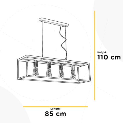 ONLI - Lámpara colgante FLOKI 4xE27/15W/230V negro/cobre