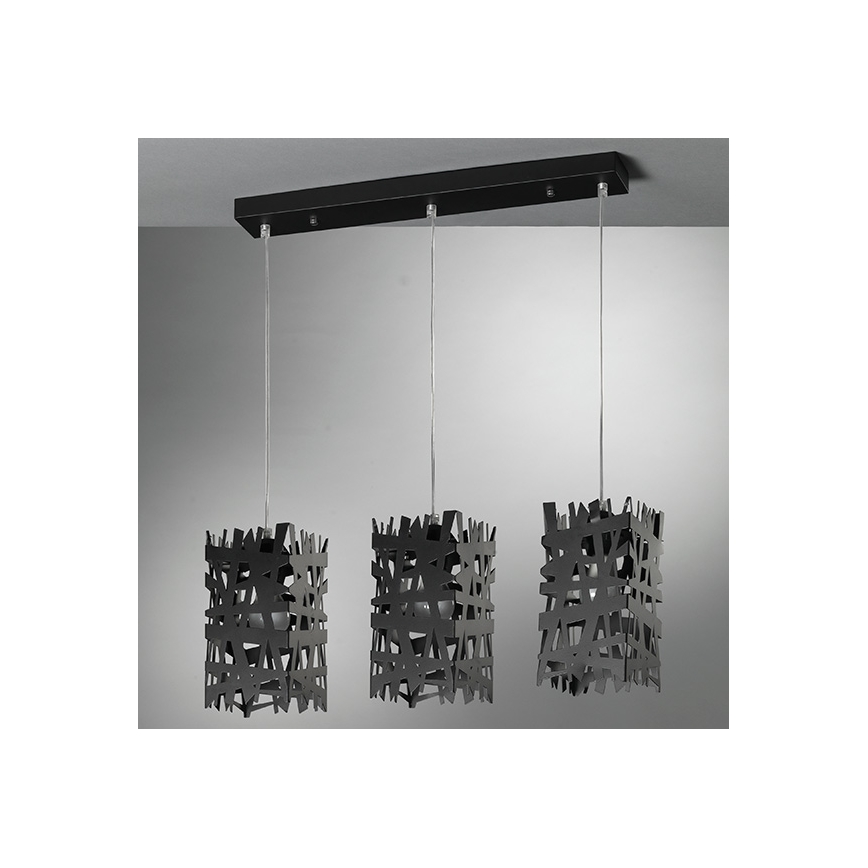 ONLI - Lámpara colgante FORESTA 3xE27/15W/230V negro