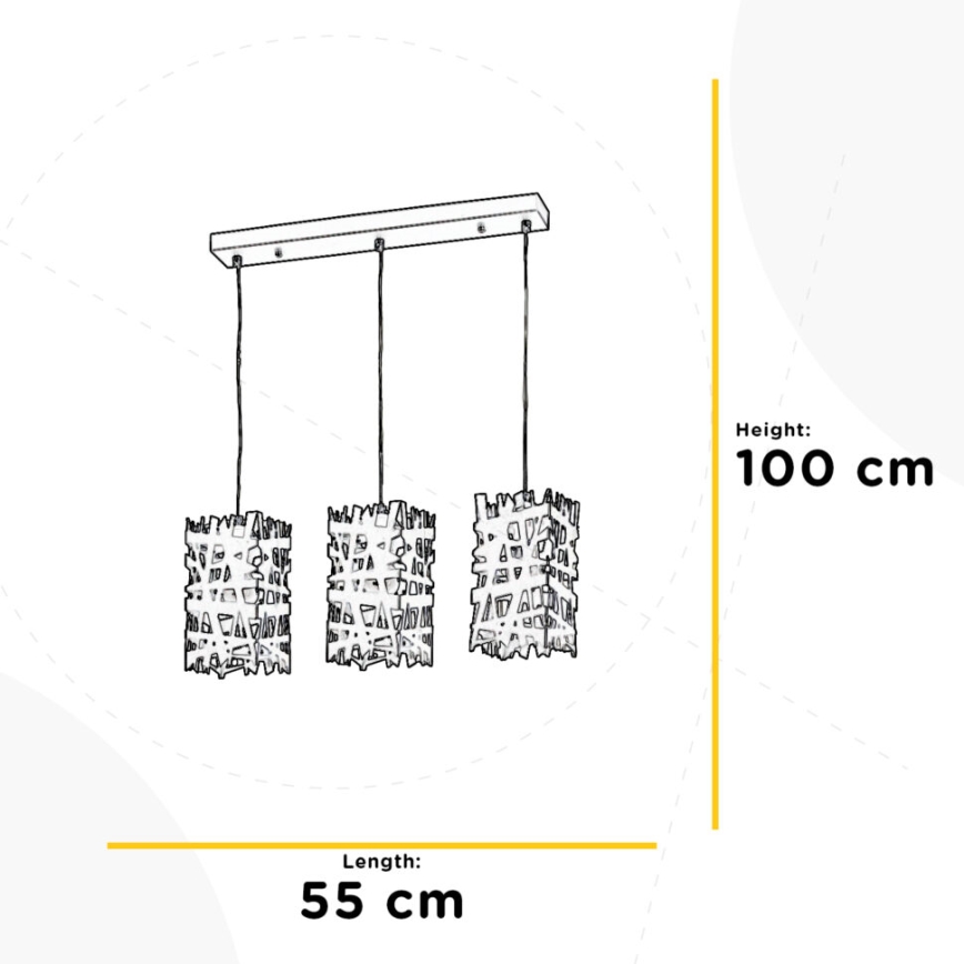 ONLI - Lámpara colgante FORESTA 3xE27/15W/230V negro