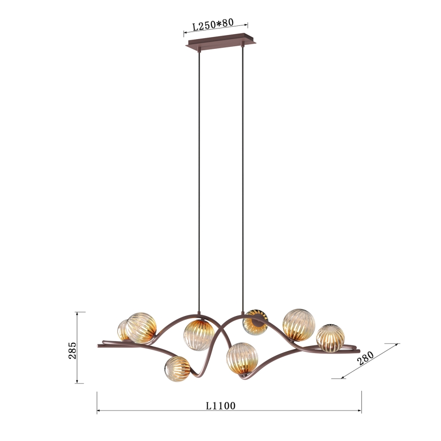 ONLI - Lámpara colgante FRIDA 8xG9/10W/230V cobre