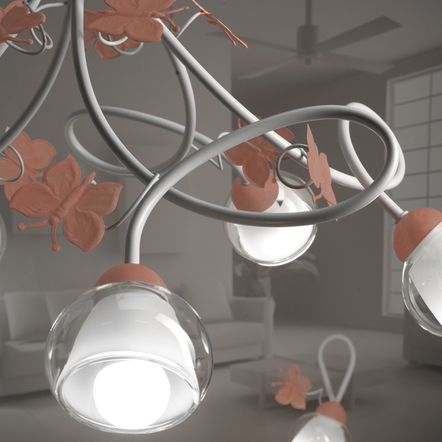 ONLI - Lámpara colgante infantil BUTTERFLY 5xE14/6W/230V