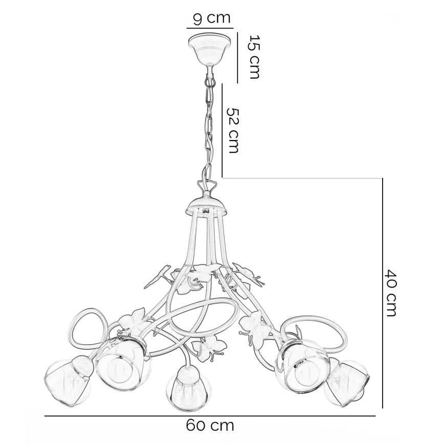ONLI - Lámpara colgante infantil BUTTERFLY 5xE14/6W/230V