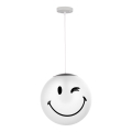 ONLI - Lámpara colgante infantil con cable SMILEY 1xE27/15W/230V blanca