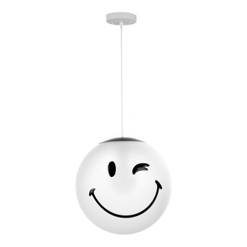 ONLI - Lámpara colgante infantil con cable SMILEY 1xE27/15W/230V blanca
