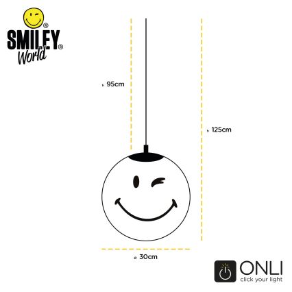 ONLI - Lámpara colgante infantil con cable SMILEY 1xE27/15W/230V blanca