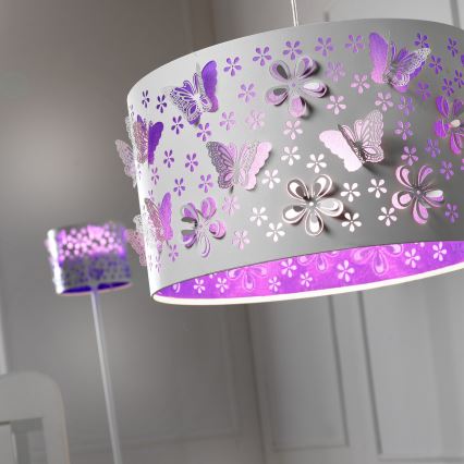 ONLI - Lámpara colgante infantil TITILLA 1xE27/22W/230V morada/blanco
