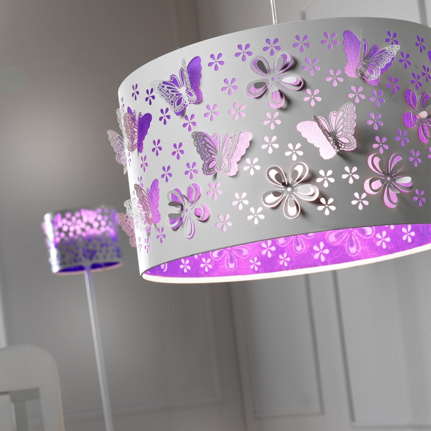 ONLI - Lámpara colgante infantil TITILLA 1xE27/22W/230V morada/blanco