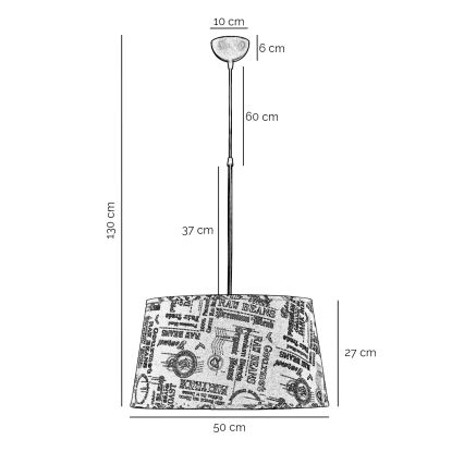ONLI - Lámpara colgante MAIDA 1xE27/15W/230V diá. 50 cm marrón