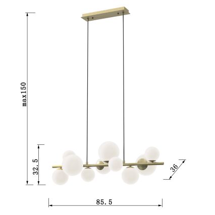 ONLI - Lámpara colgante PALOMA 10xG9/10W/230V dorado