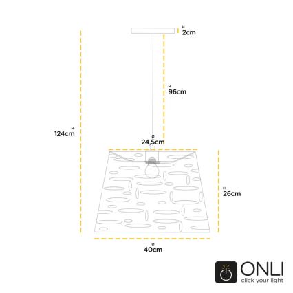 ONLI - Lámpara colgante RICKY 1xE27/15W/230V diá. 40 cm blanco