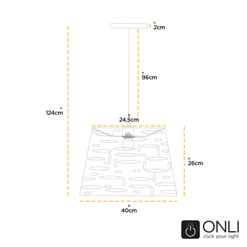ONLI - Lámpara colgante RICKY 1xE27/15W/230V diá. 40 cm blanco