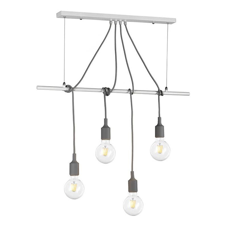 ONLI - Lámpara colgante WIRE 4xE27/15W/230V gris/blanco