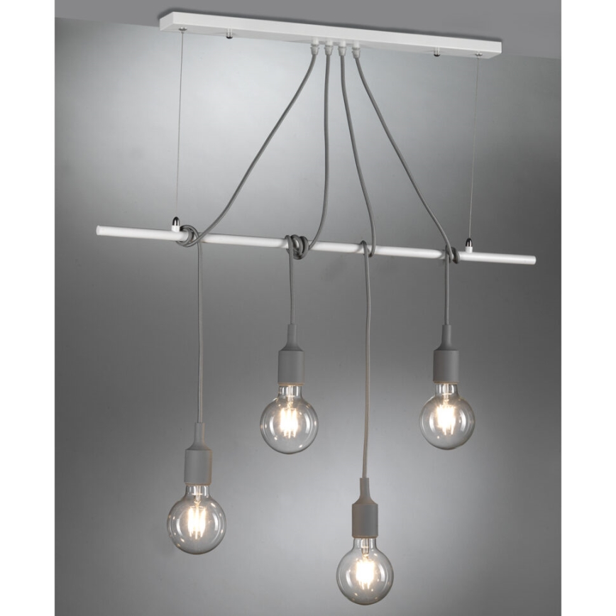 ONLI - Lámpara colgante WIRE 4xE27/15W/230V gris/blanco