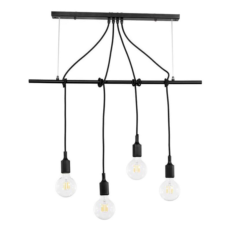 ONLI - Lámpara colgante WIRE 4xE27/15W/230V negro