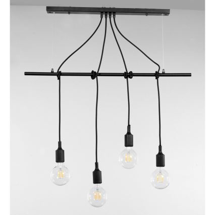 ONLI - Lámpara colgante WIRE 4xE27/15W/230V negro