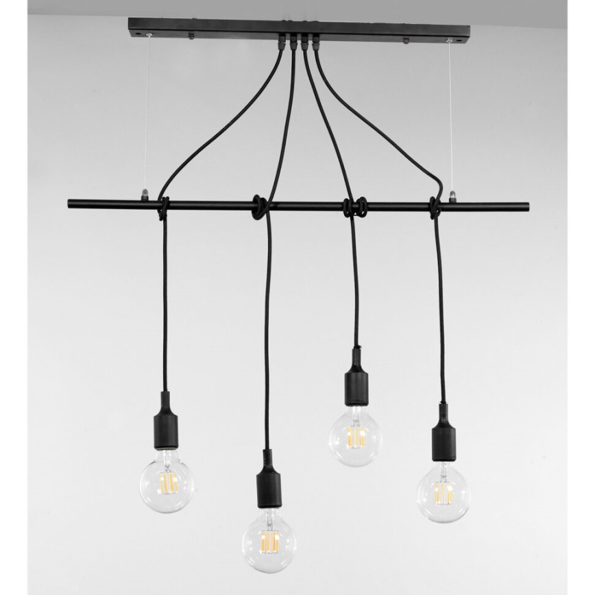ONLI - Lámpara colgante WIRE 4xE27/15W/230V negro
