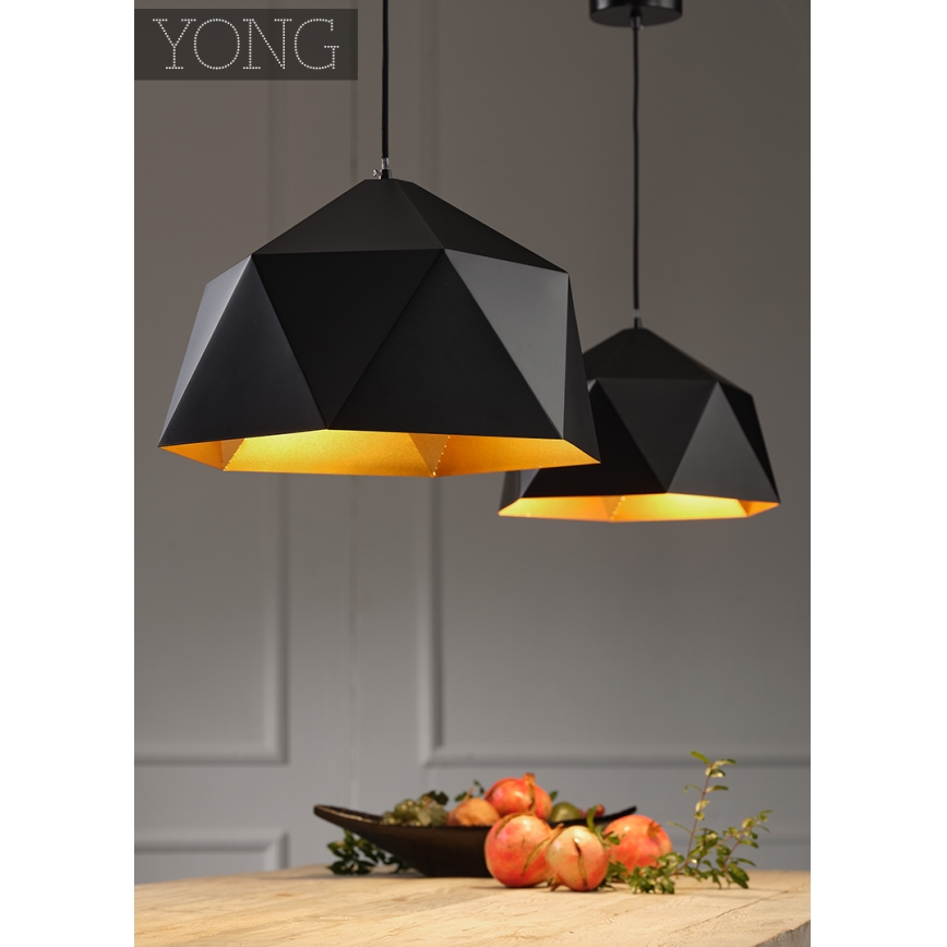 ONLI - Lámpara colgante YONG 1xE27/22W/230V negro diá. 46 cm