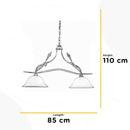 ONLI - Lámpara de araña con cadena LUCREZIA 2xE27/22W/230V crema