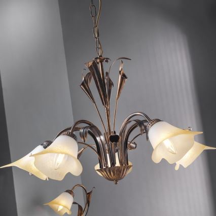 ONLI - Lámpara de araña con cadena LUCREZIA 5xE14/6W/230V bronce