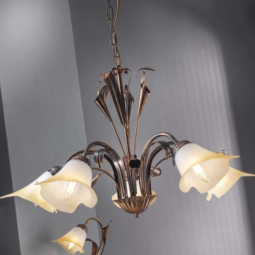 ONLI - Lámpara de araña con cadena LUCREZIA 5xE14/6W/230V bronce