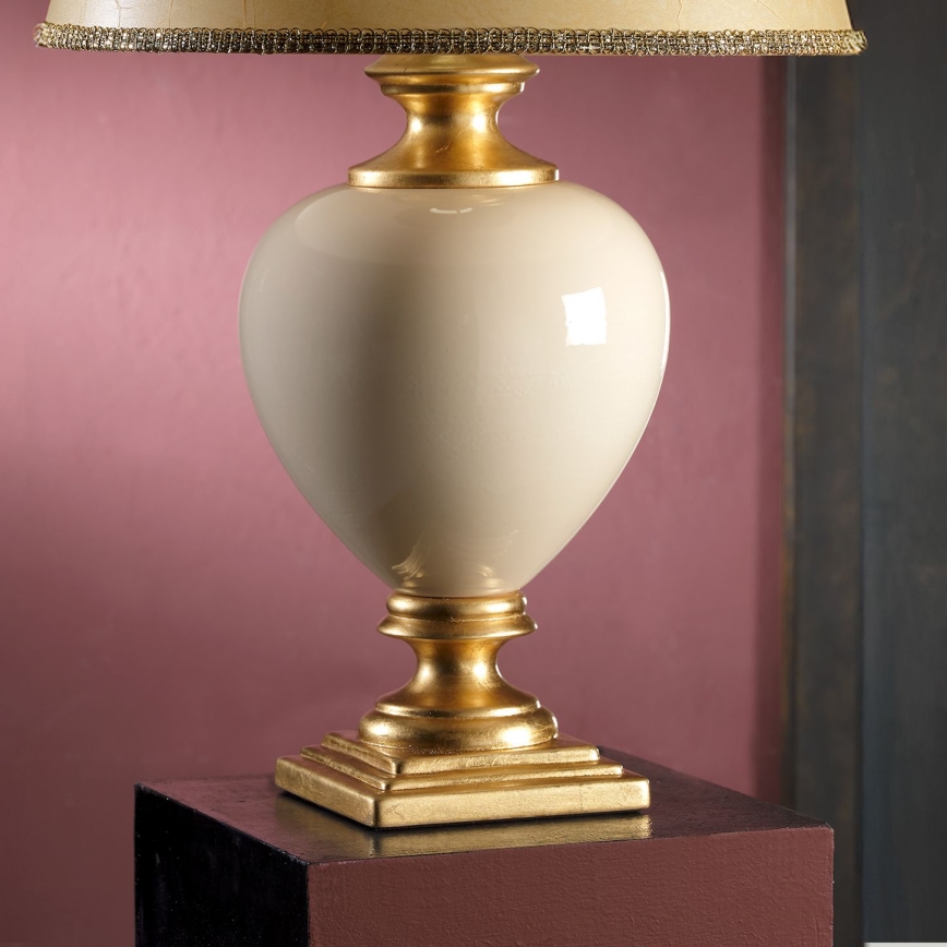 ONLI - Lámpara de mesa AMADEUS 1xE27/15W/230V 72 cm beige/dorado